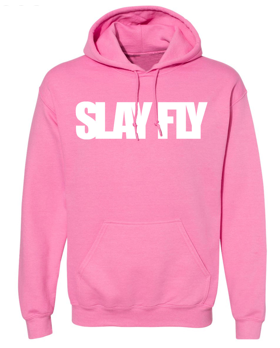 Light Pink Hoodie SlayFly Bold White Print