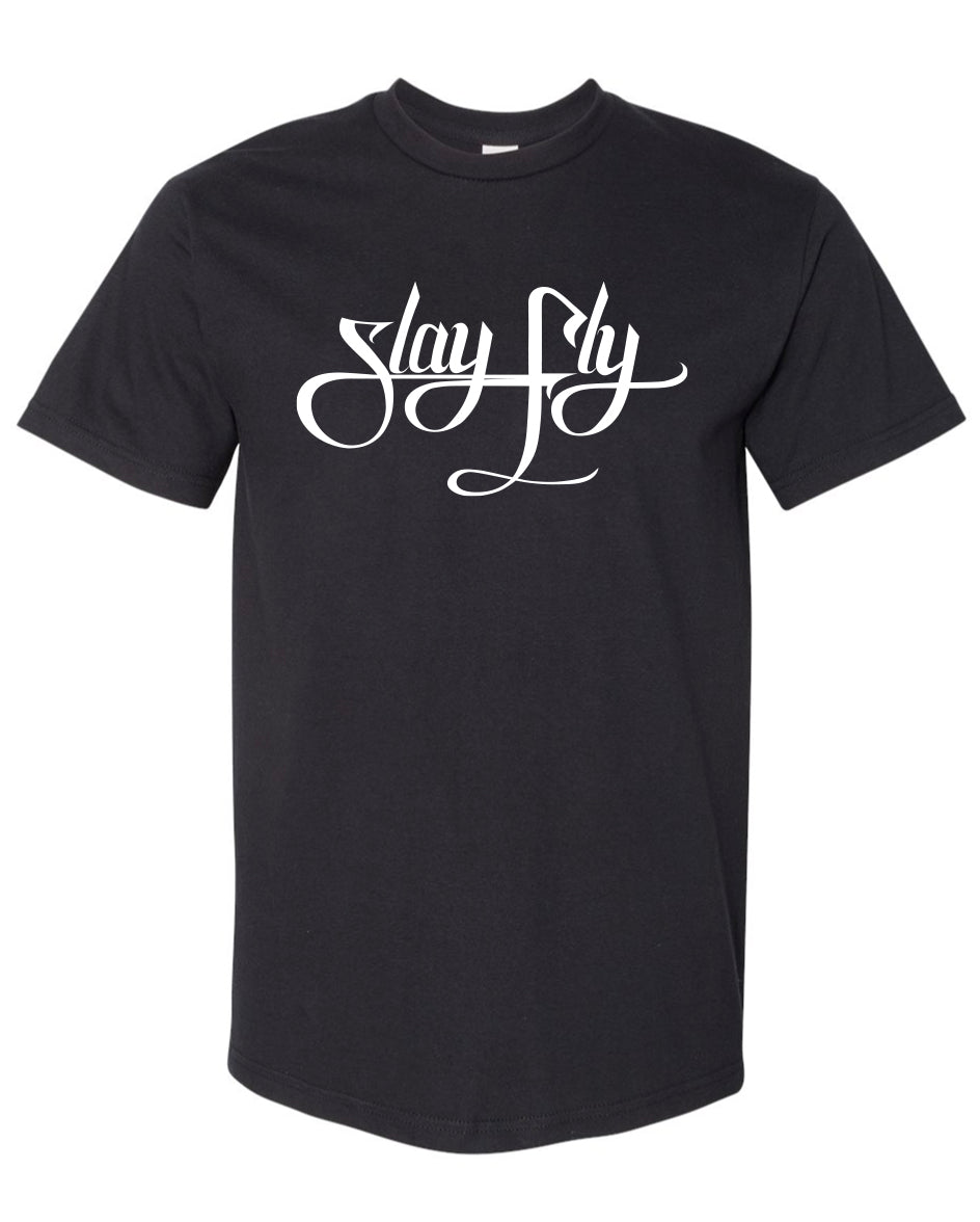 Black T-Shirt SlayFly2 White Print