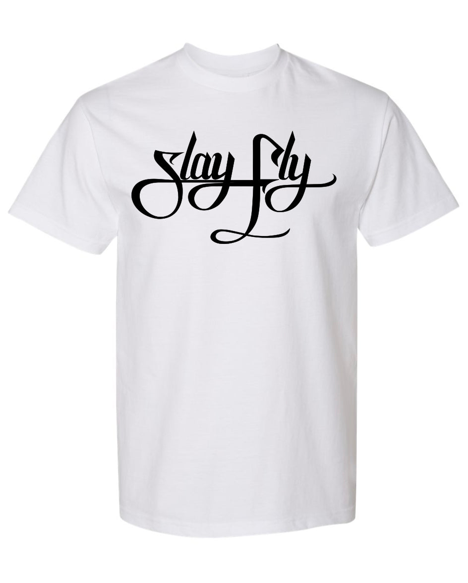 White T-Shirt SlayFly2 Black Print