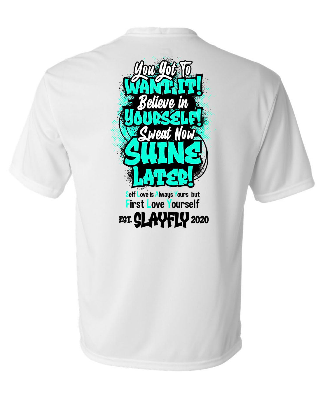 SlayFly Mens White Performance Shirt W/Print